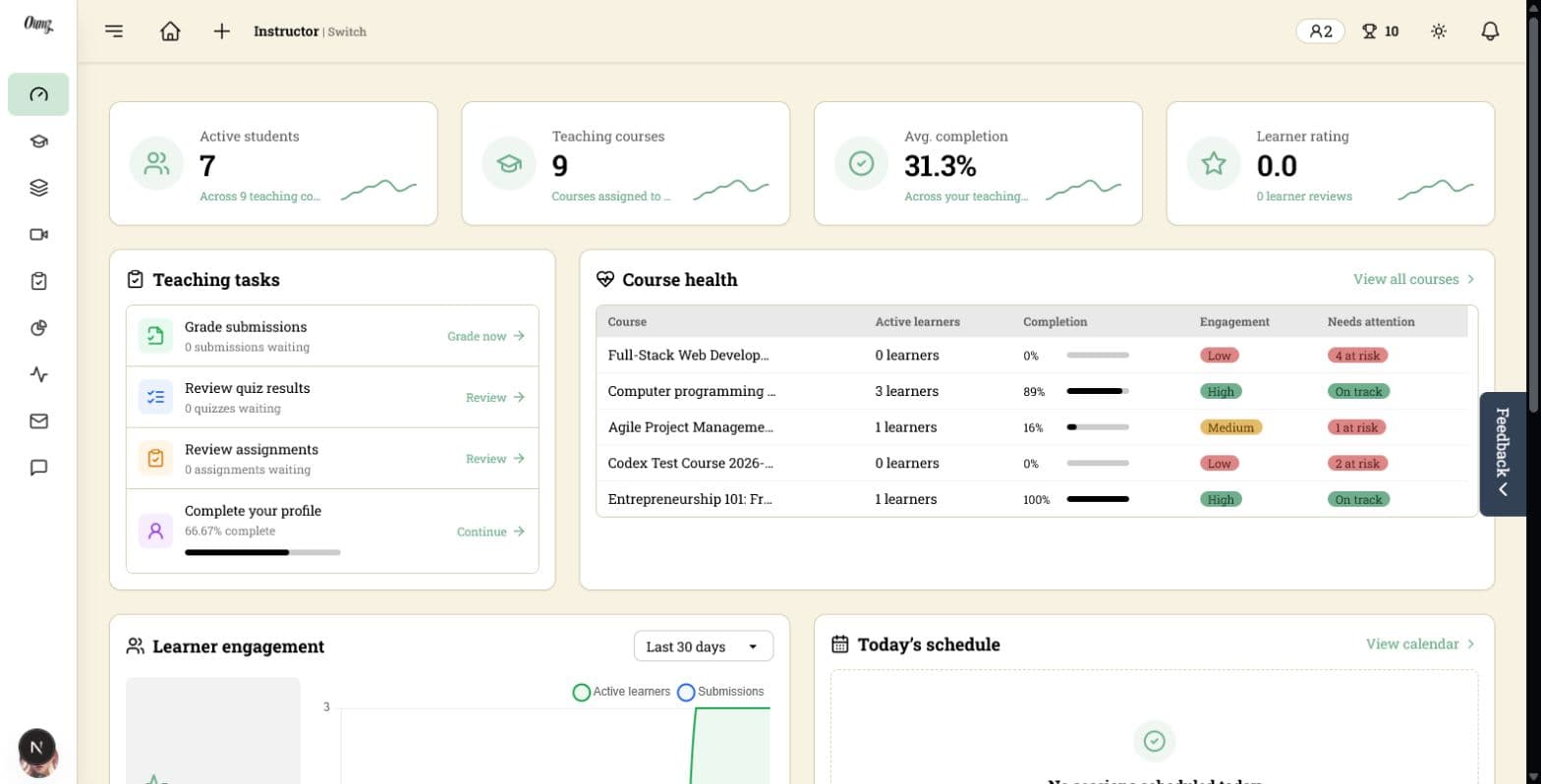 AcademyLauncher instructor teaching dashboard