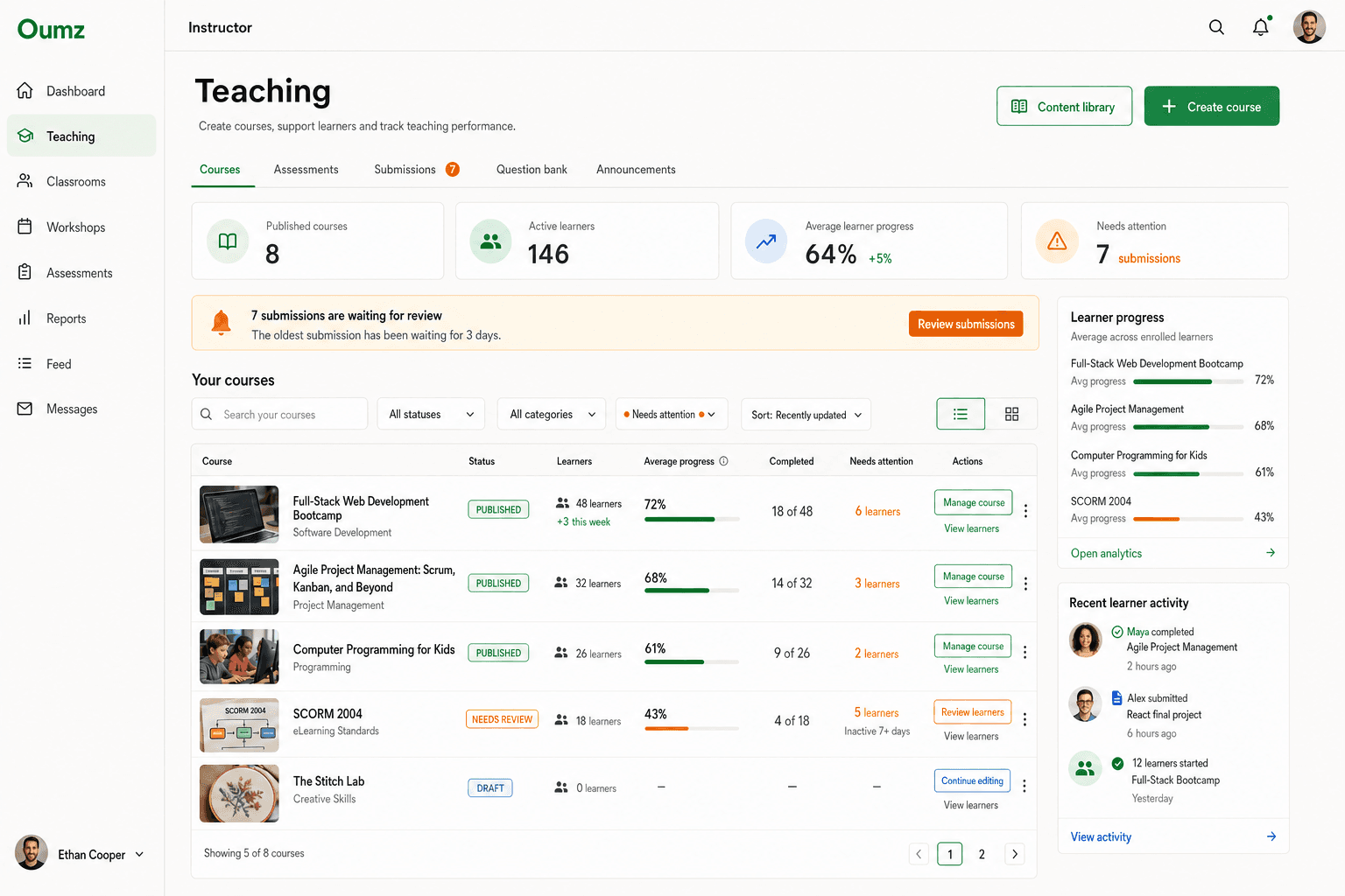 AcademyLauncher course catalog and management dashboard